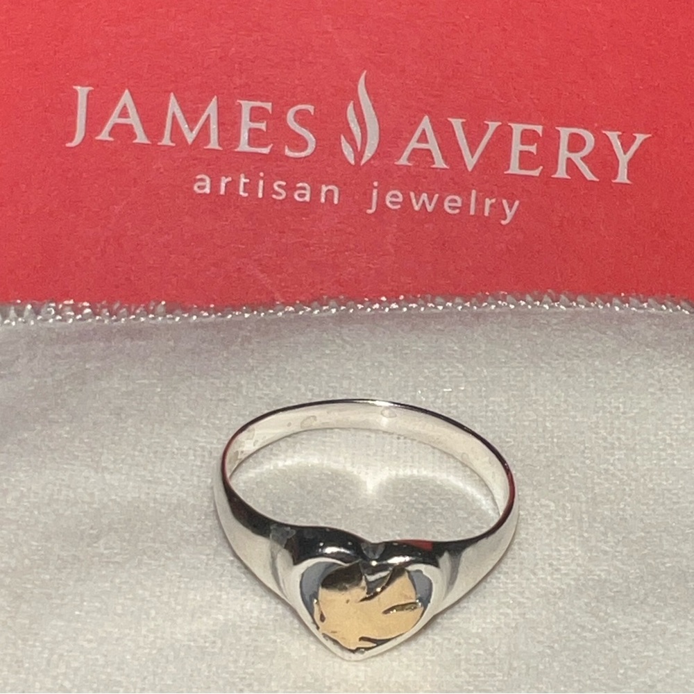 James Avery Dove in Heart 14K Gold Sterling Silver Retired Ring size 9.5